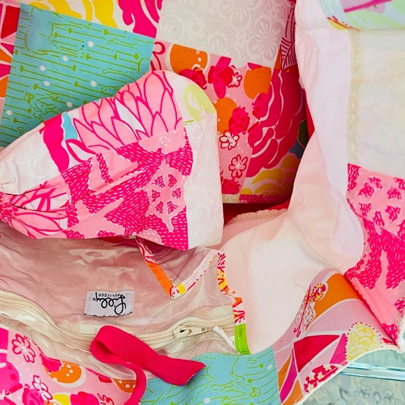 Lilly Pulitzer White Label Large Canvas Tote💕 White Pink - Picture 8 of 8